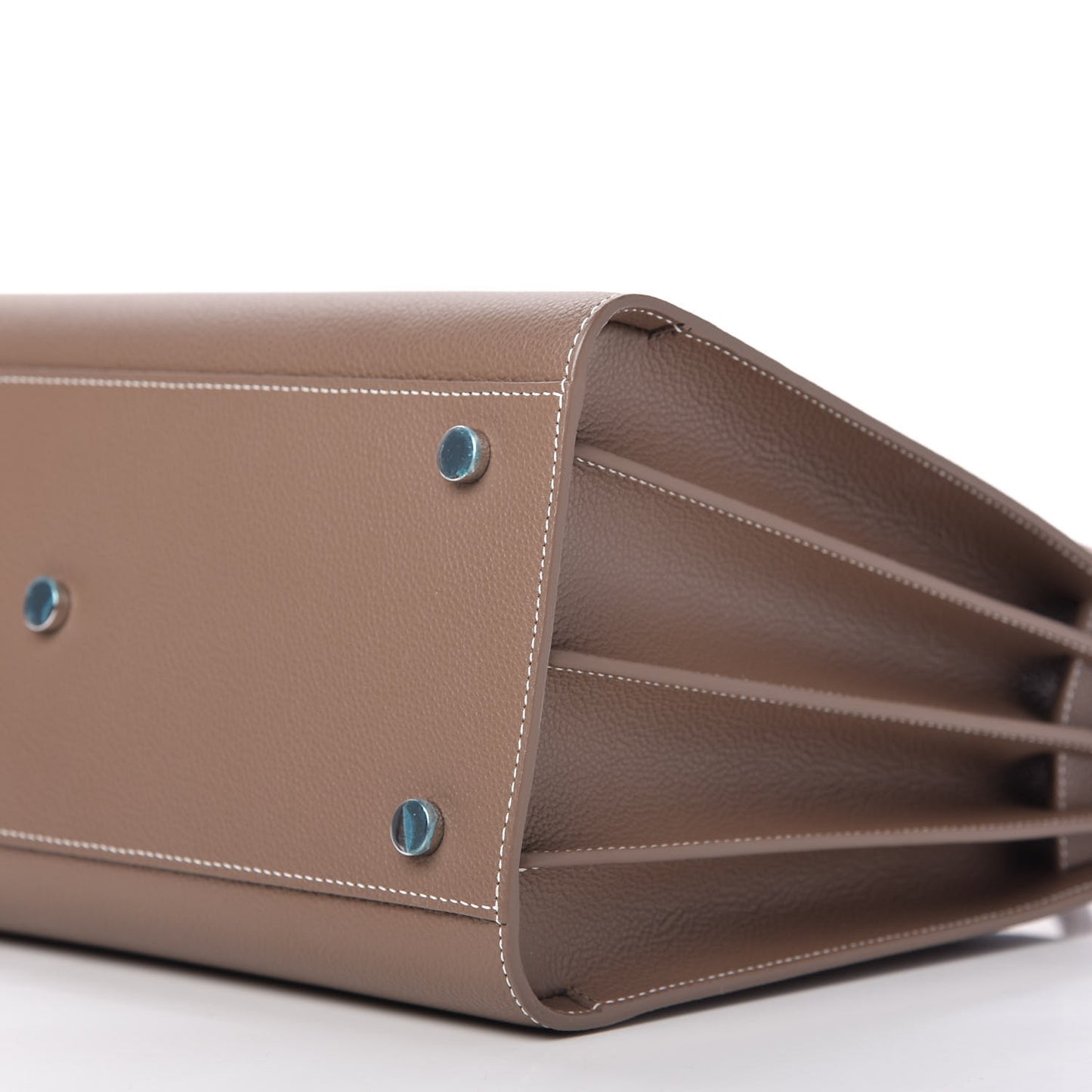Grained Calfskin Topstitch Small Classic Sac De Jour Taupe