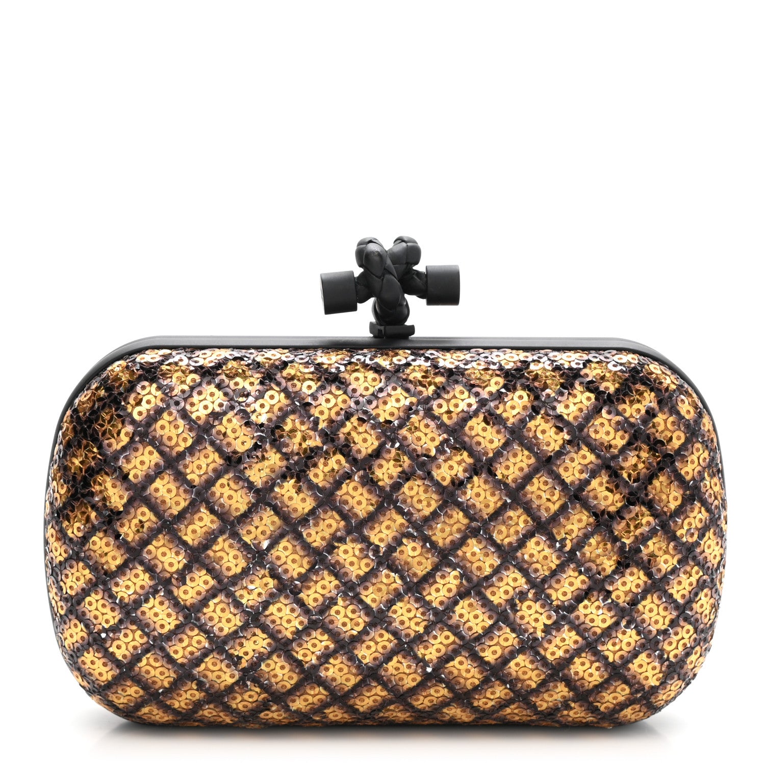 Bottega Veneta Metallic Paillettes Sequin Intrecciato Knot Clutch 1 of 7
