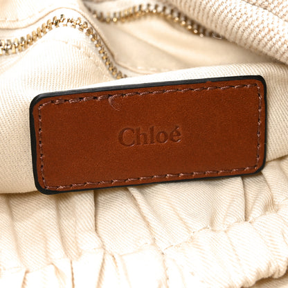 Chloe Canvas Denim Woody Diaper Bag Beige Pink 7 of 10