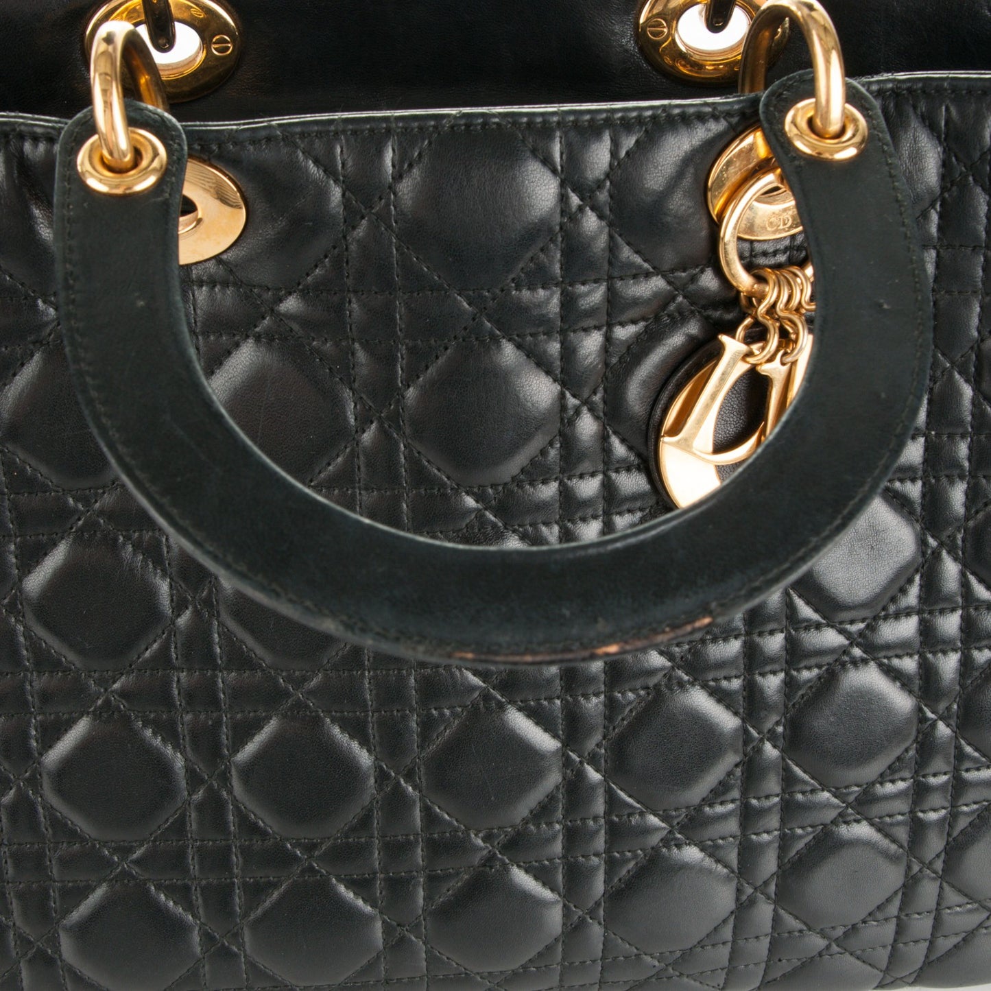 Lambskin Cannage Large Lady Dior Black