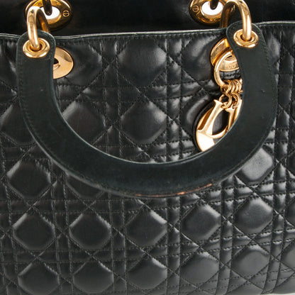 Christian Dior Lambskin Cannage Large Lady Dior Black 9 of 11