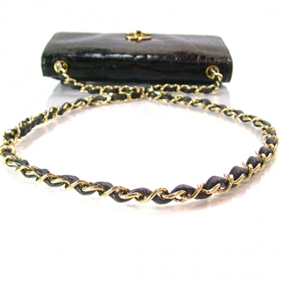 Vintage Alligator Jumbo Flap Black