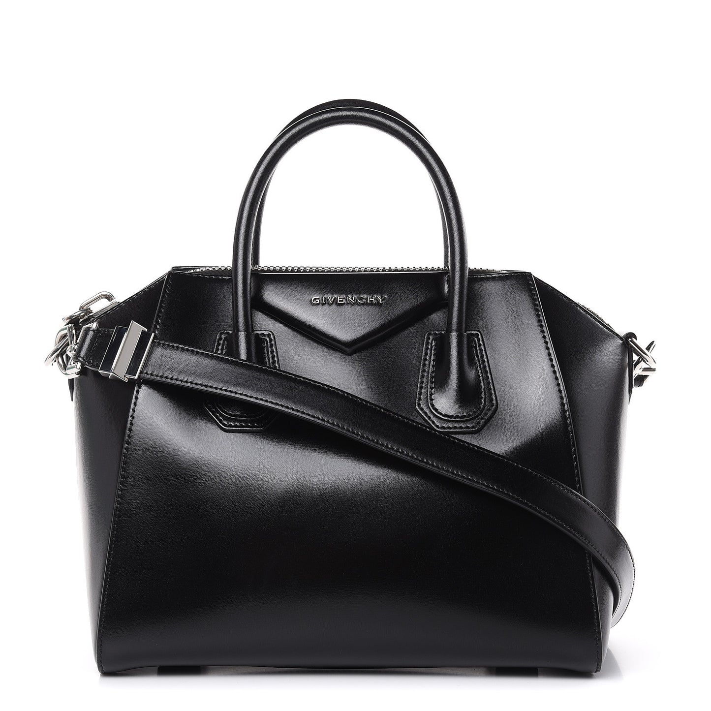 Shiny Lord Calfskin Small Antigona Black