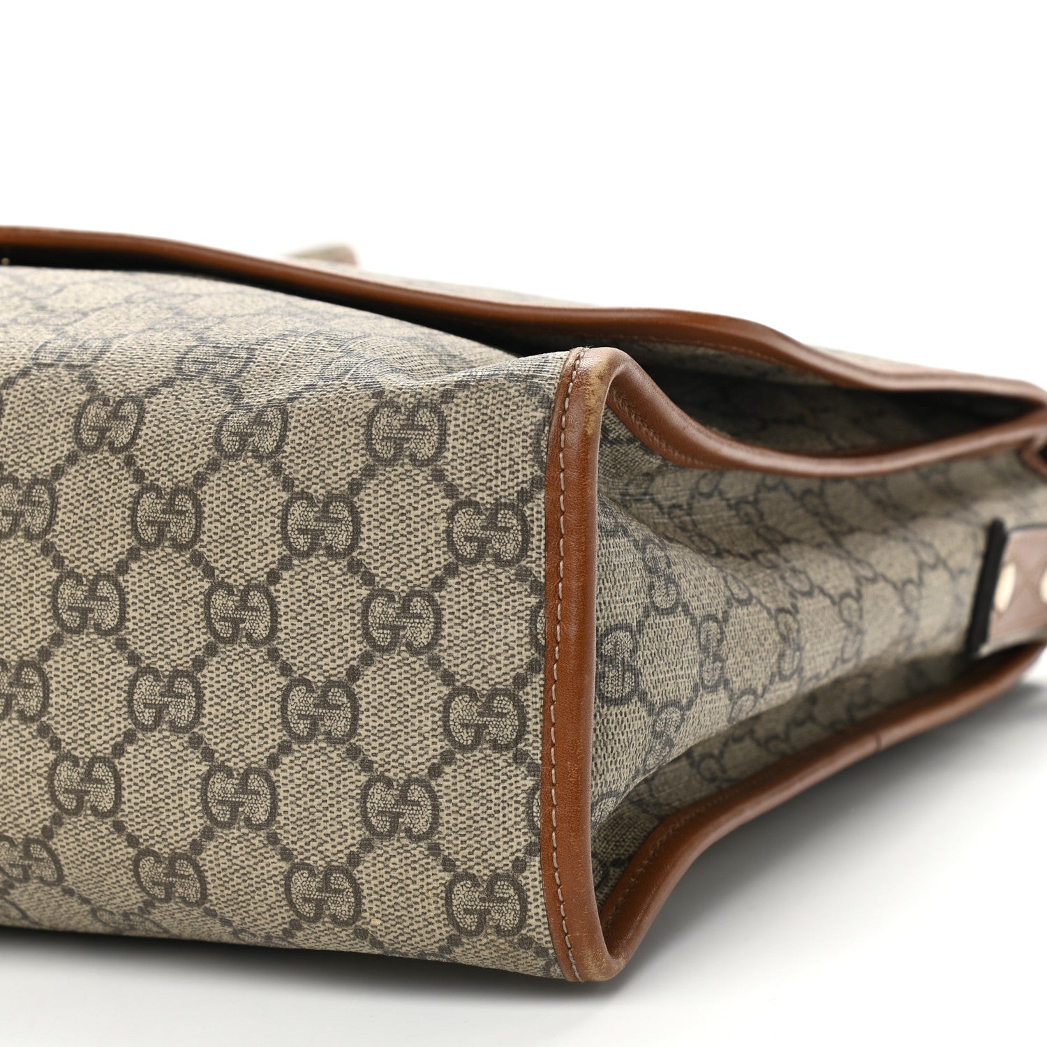 Gucci GG Monogram Flap Messenger Bag Beige Dark Brown 10 of 14