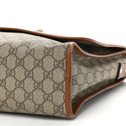 Gucci GG Monogram Flap Messenger Bag Beige Dark Brown 10 of 14