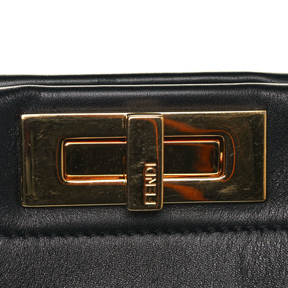 Fendi Vitello Seta Shiny Nappa Scalloped Studded Medium Peekaboo Iconic Satchel Black 14 of 17