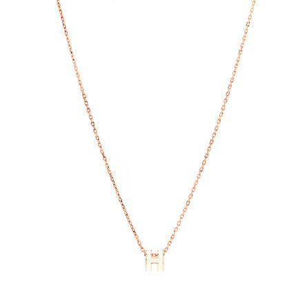 Hermes Lacquered Rose Gold Mini Pop H Pendant Necklace White 3 of 6