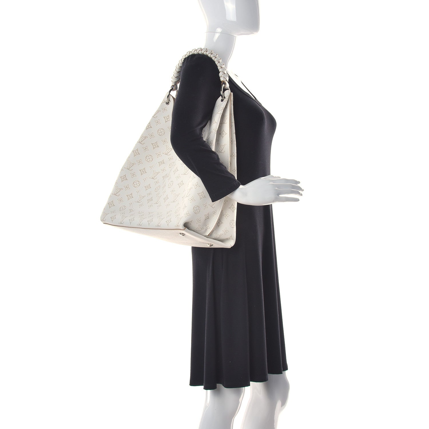 Louis Vuitton Mahina Carmel Hobo Snow 2 of 13