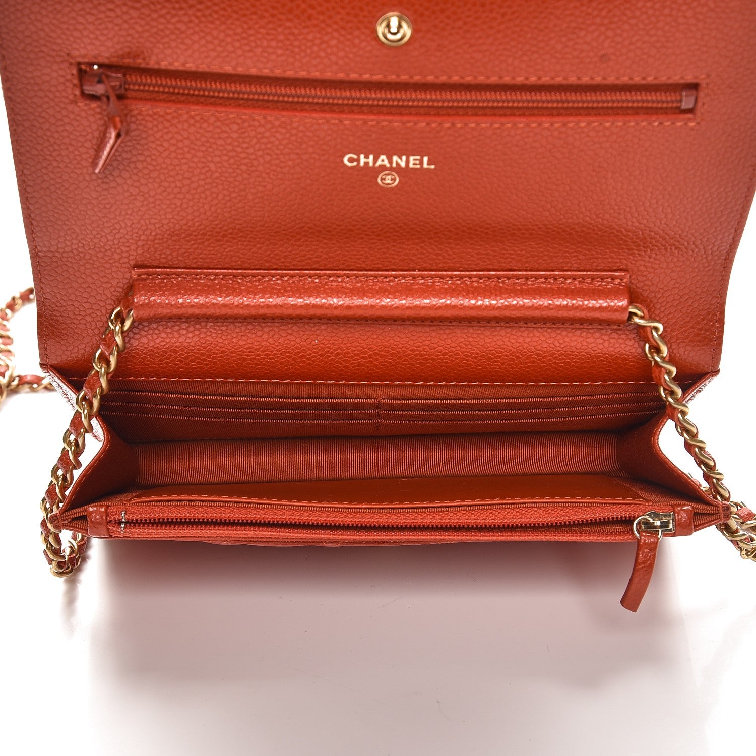 Chanel Pearly Caviar Quilted Wallet On Chain WOC Red 5 of 8