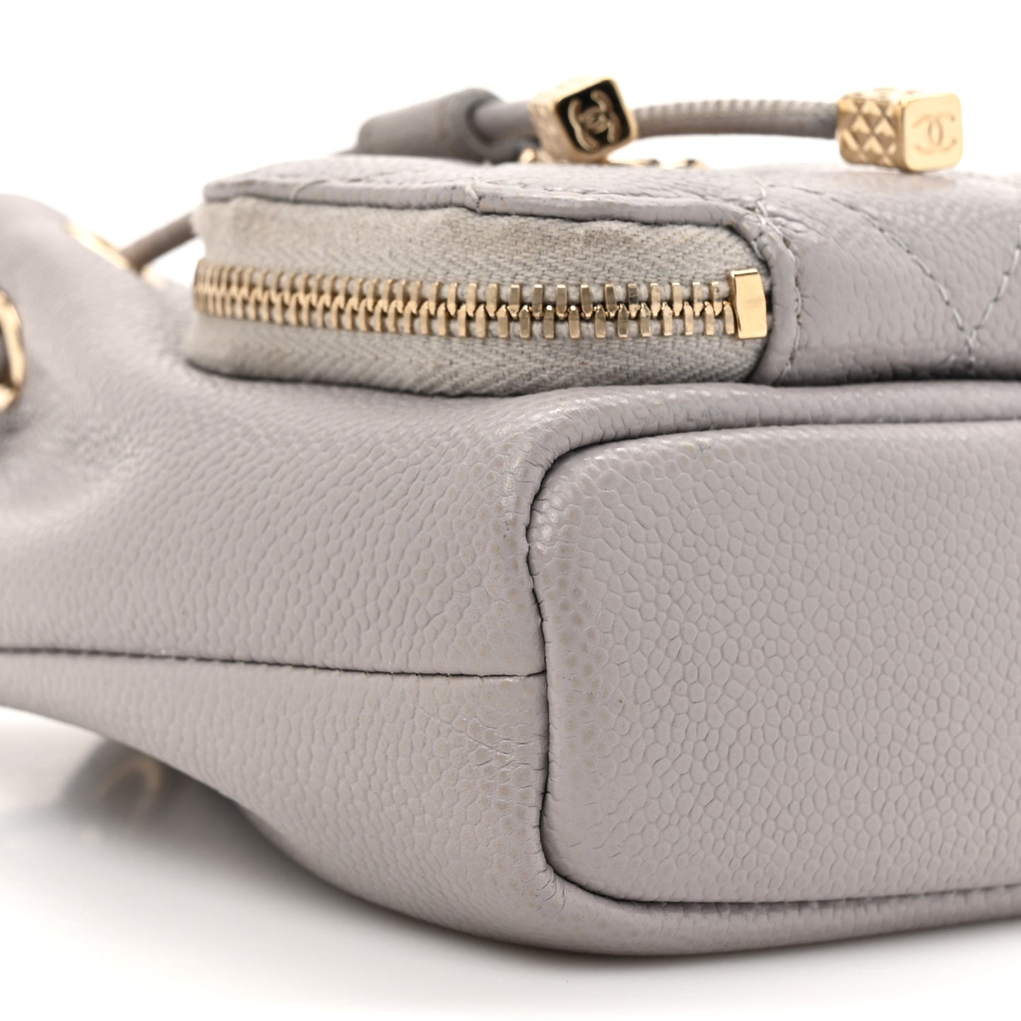 Caviar Quilted Mini CC Pocket Bucket Bag Grey
