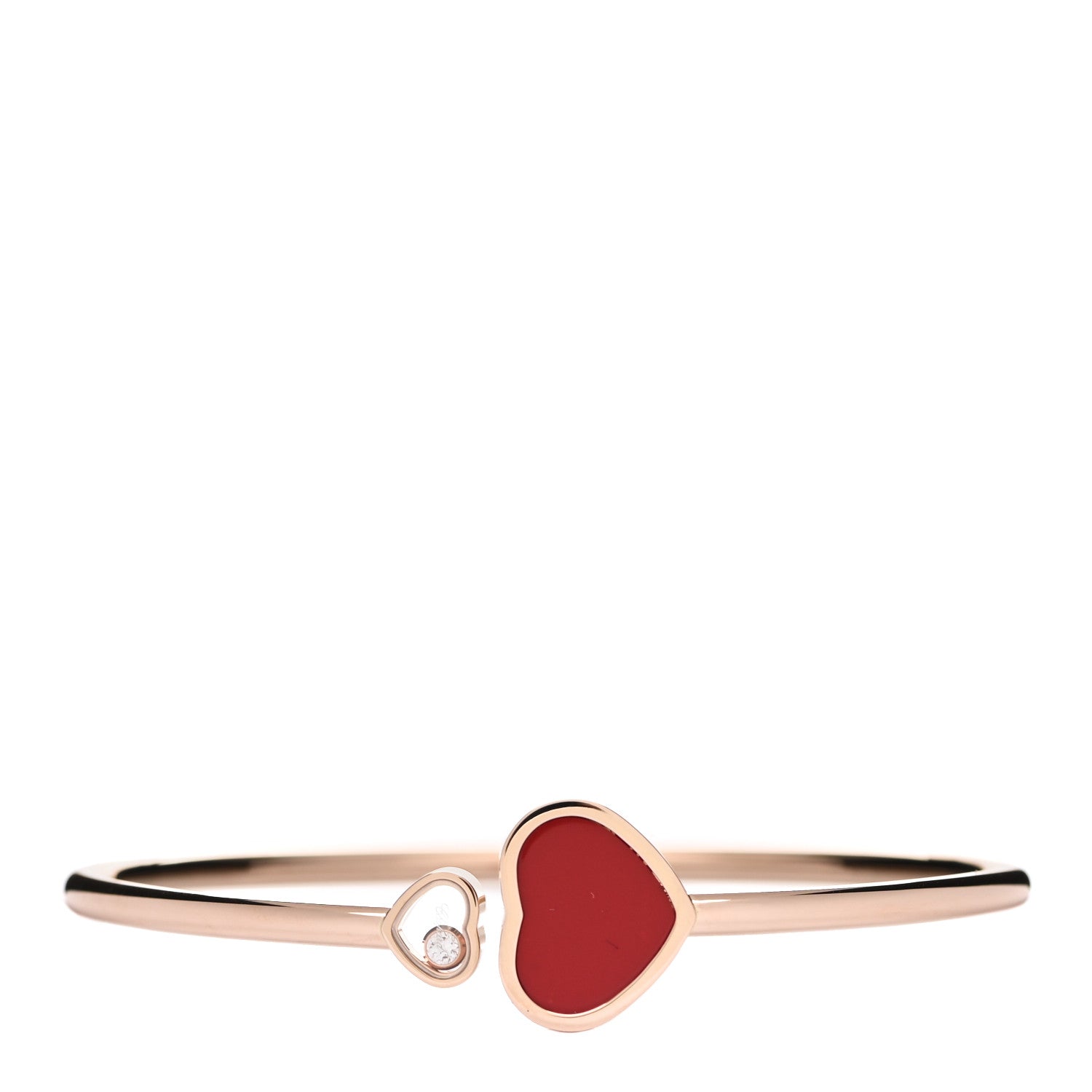 Chopard 18K Rose Gold Diamond Carnelian Happy Hearts Bangle Bracelet 1 of 5