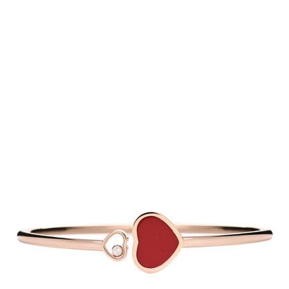 Chopard 18K Rose Gold Diamond Carnelian Happy Hearts Bangle Bracelet 1 of 5