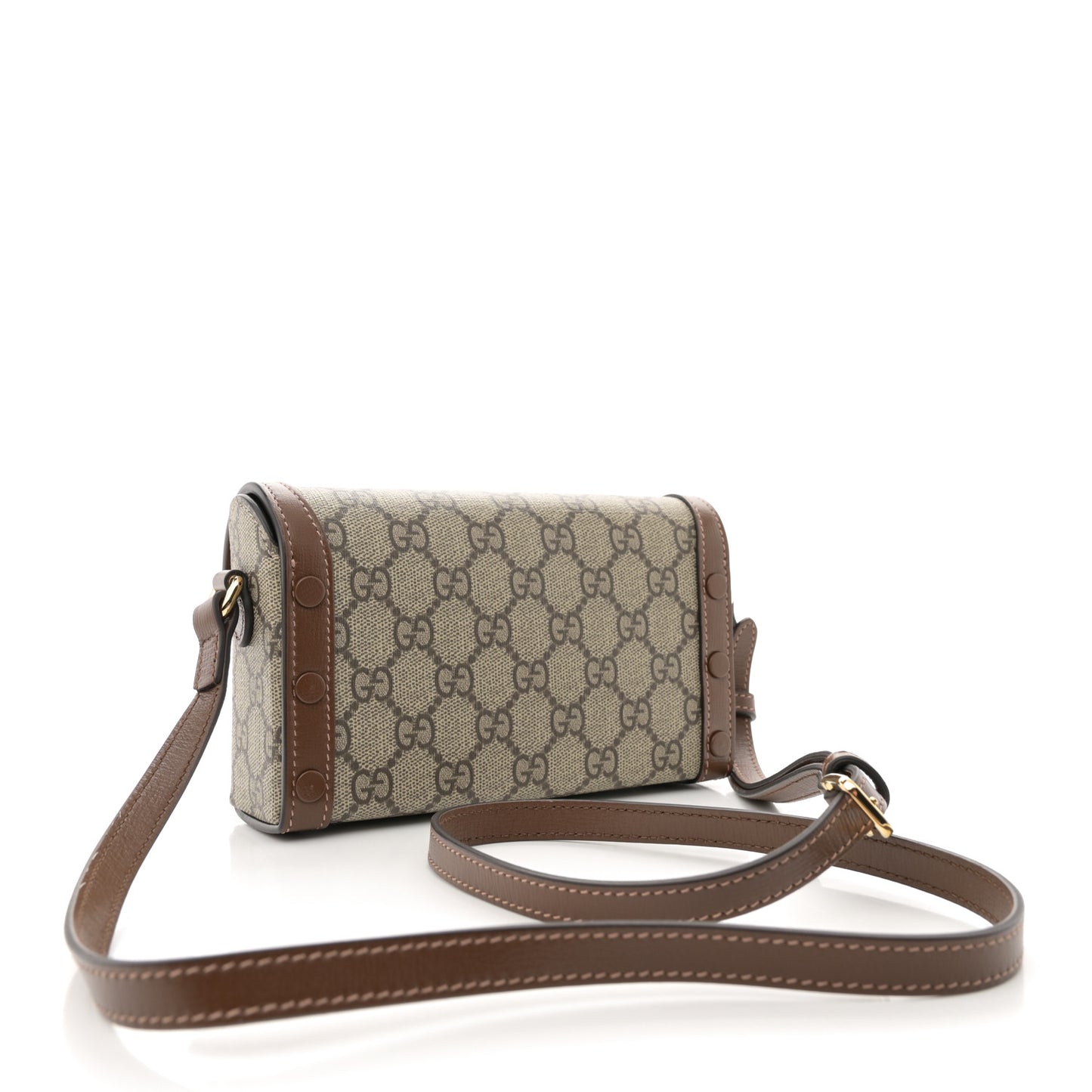 GG Supreme Monogram Mini Horsebit 1955 Shoulder Bag Beige Brown Sugar