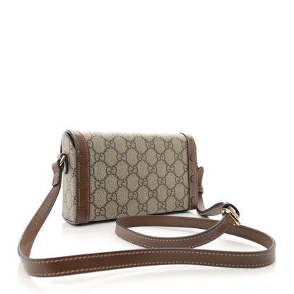 Gucci GG Supreme Monogram Mini Horsebit 1955 Shoulder Bag Beige Brown Sugar 3 of 11