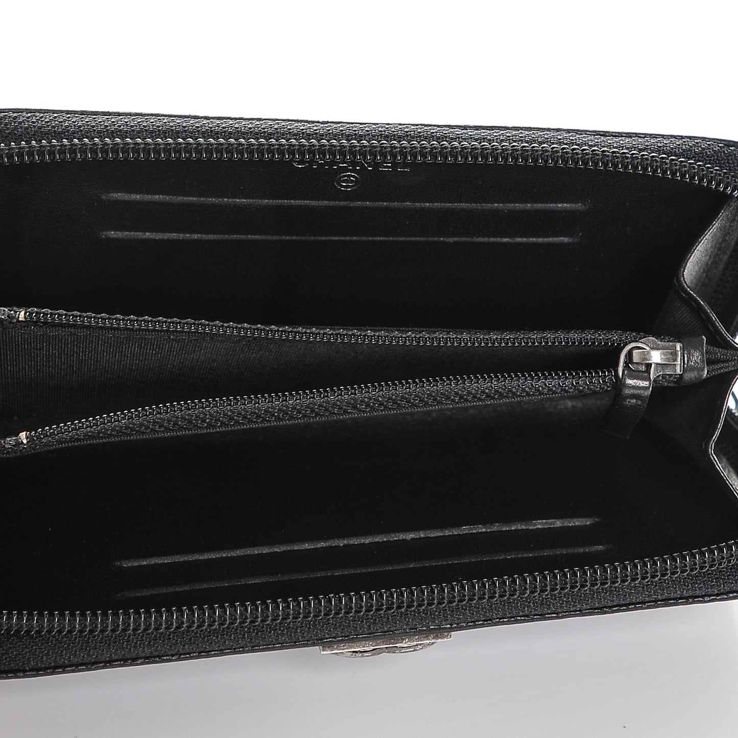 Caviar Quilted Small Boy Zip Around Wallet Black