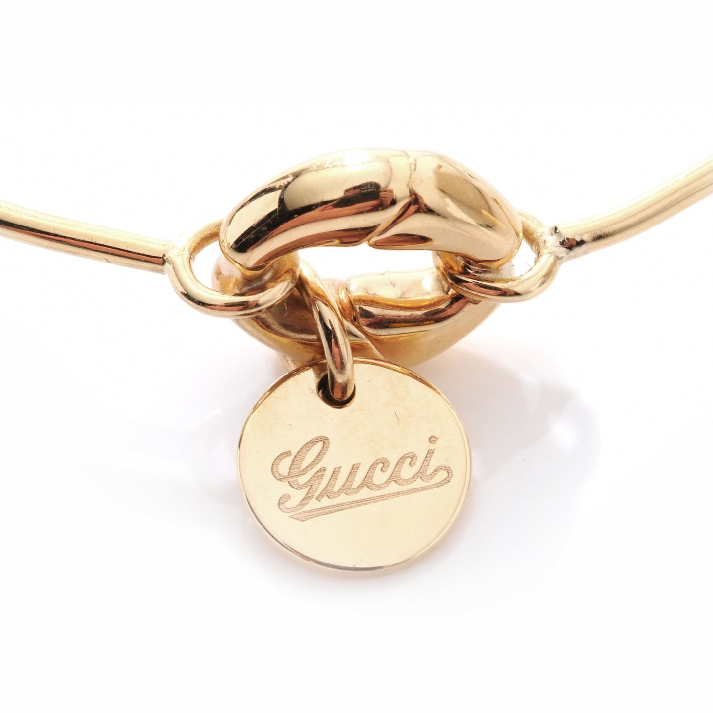 18K Yellow Gold Bamboo Link Charm Hoop Earrings