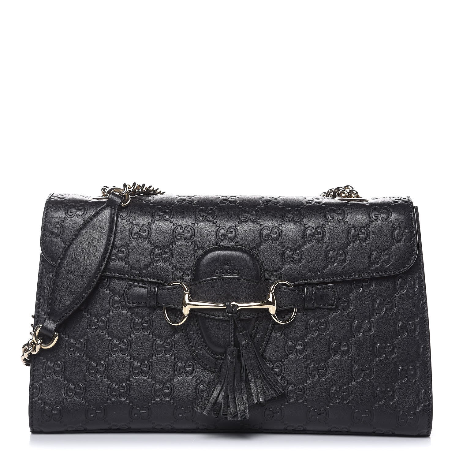 Gucci Guccissima Medium Emily Chain Shoulder Bag Black 1 of 12