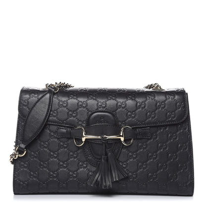 Gucci Guccissima Medium Emily Chain Shoulder Bag Black 1 of 12