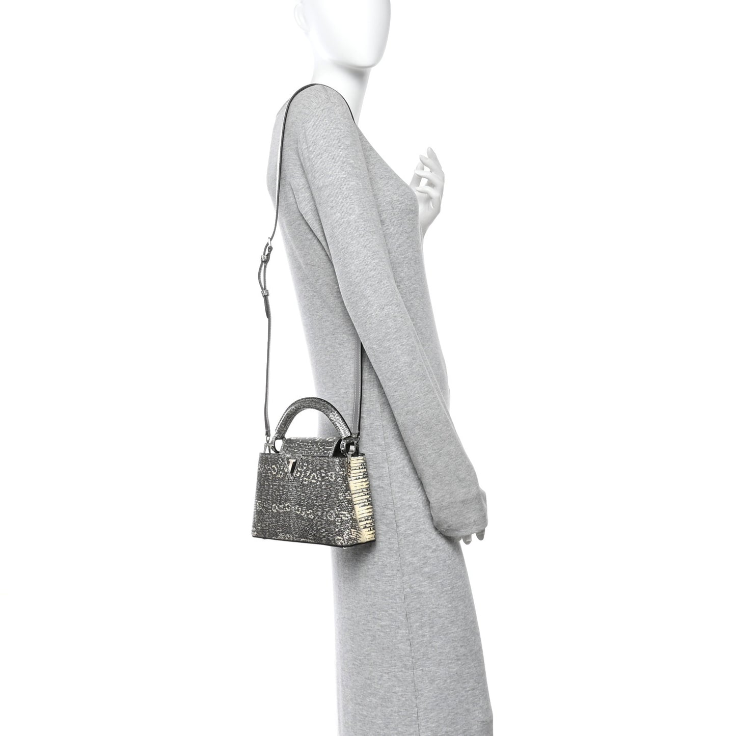 Lizard Mini Capucines Argento