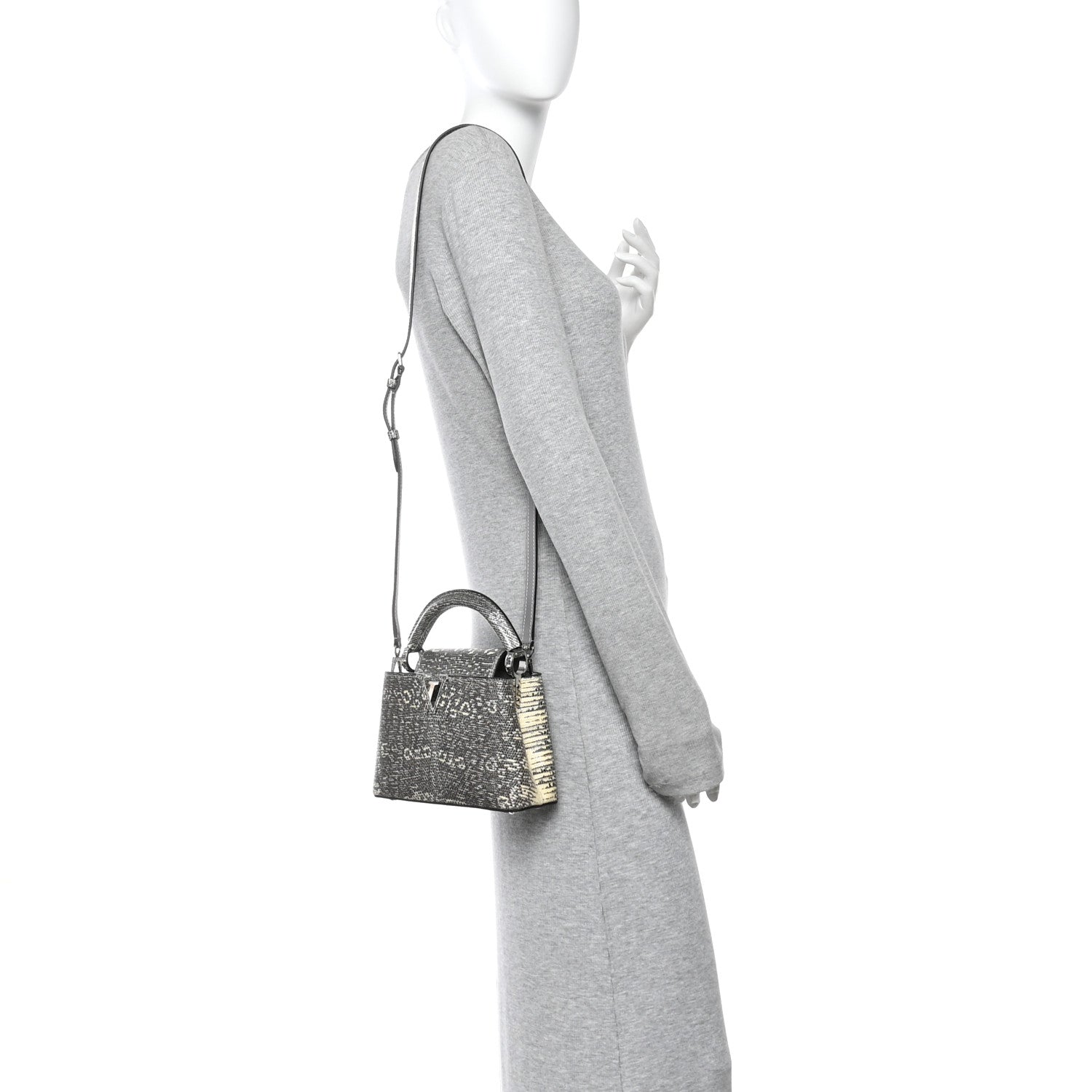 Louis Vuitton Lizard Mini Capucines Argento 2 of 10