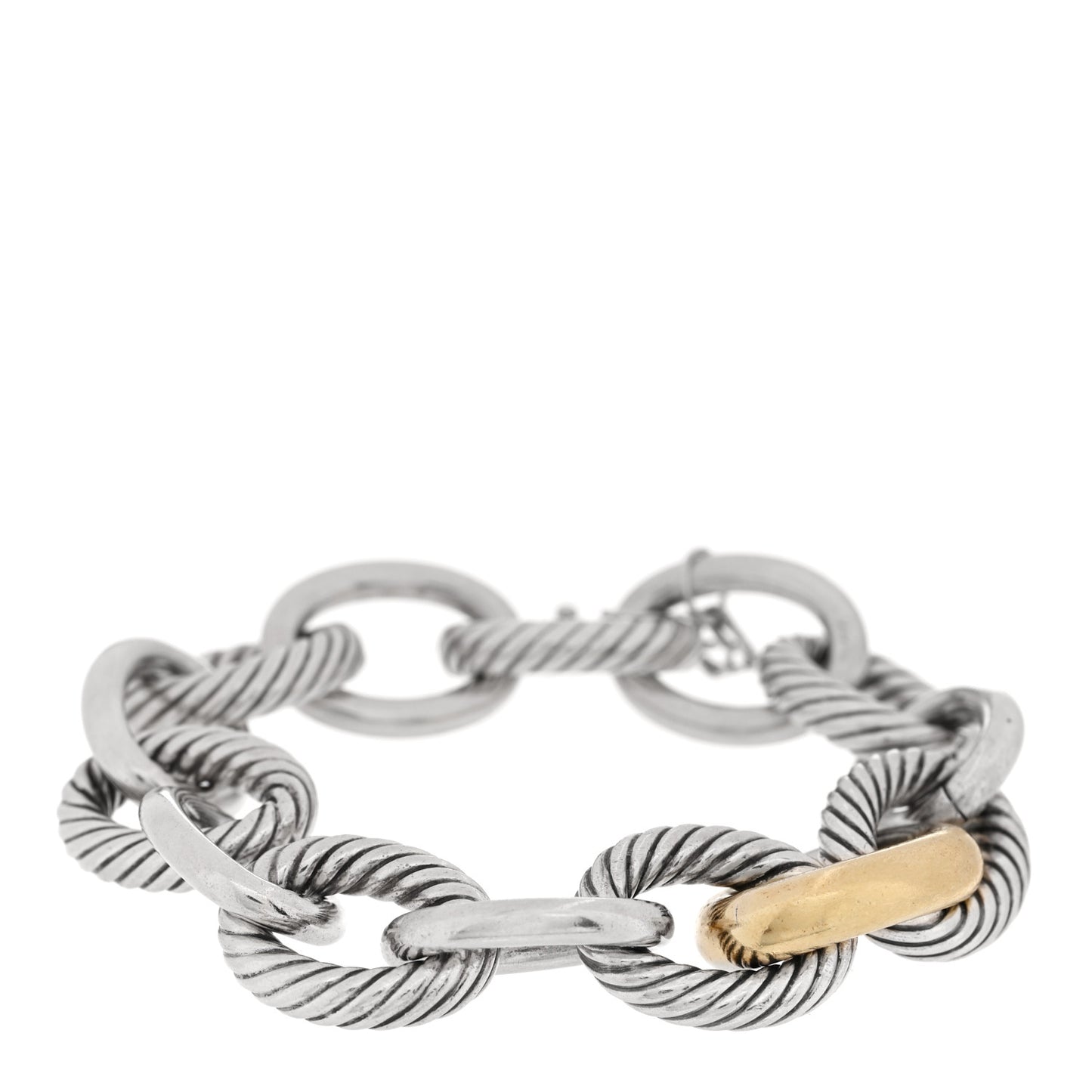 Sterling Silver 18K Yellow Gold 17mm Extra Large Oval Link Bracelet