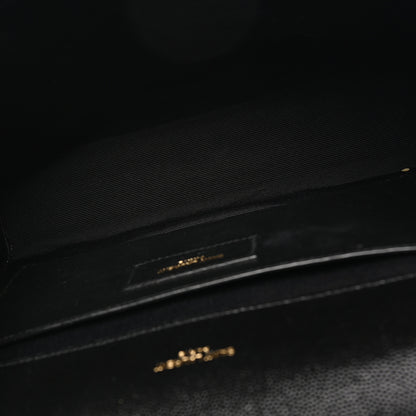 Saint Laurent Grain De Poudre Textured Mixed Matelasse Triquilt Medium Monogram Satchel Black 5 of 9