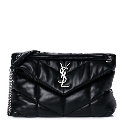 Saint Laurent Lambskin Quilted Small Loulou Puffer Monogram Chain Satchel Black 1 of 13