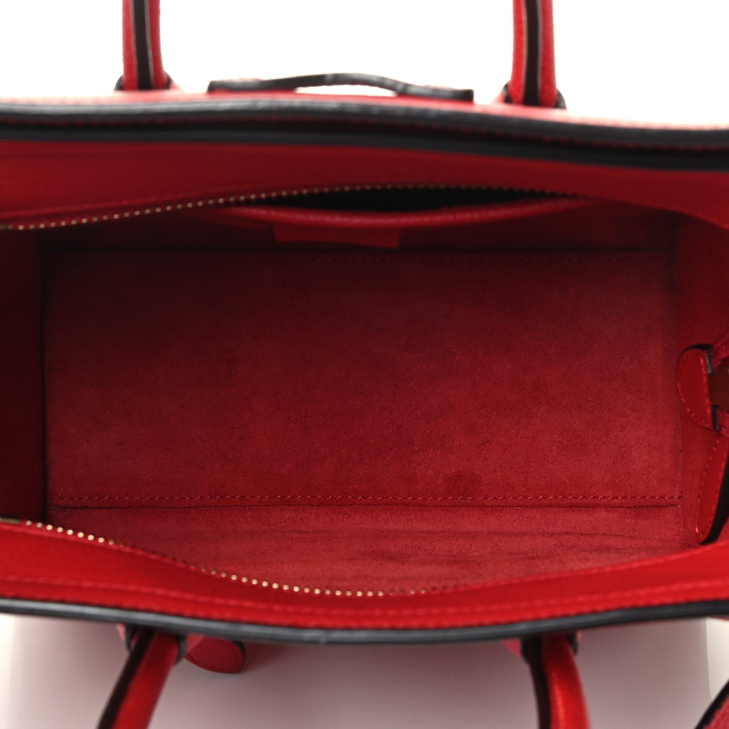 Celine Drummed Calfskin Nano Luggage Red 4 of 4