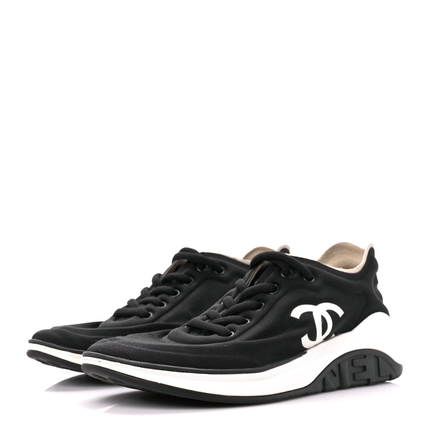 Chanel Lycra CC Sneakers 37.5 Black 3 of 7