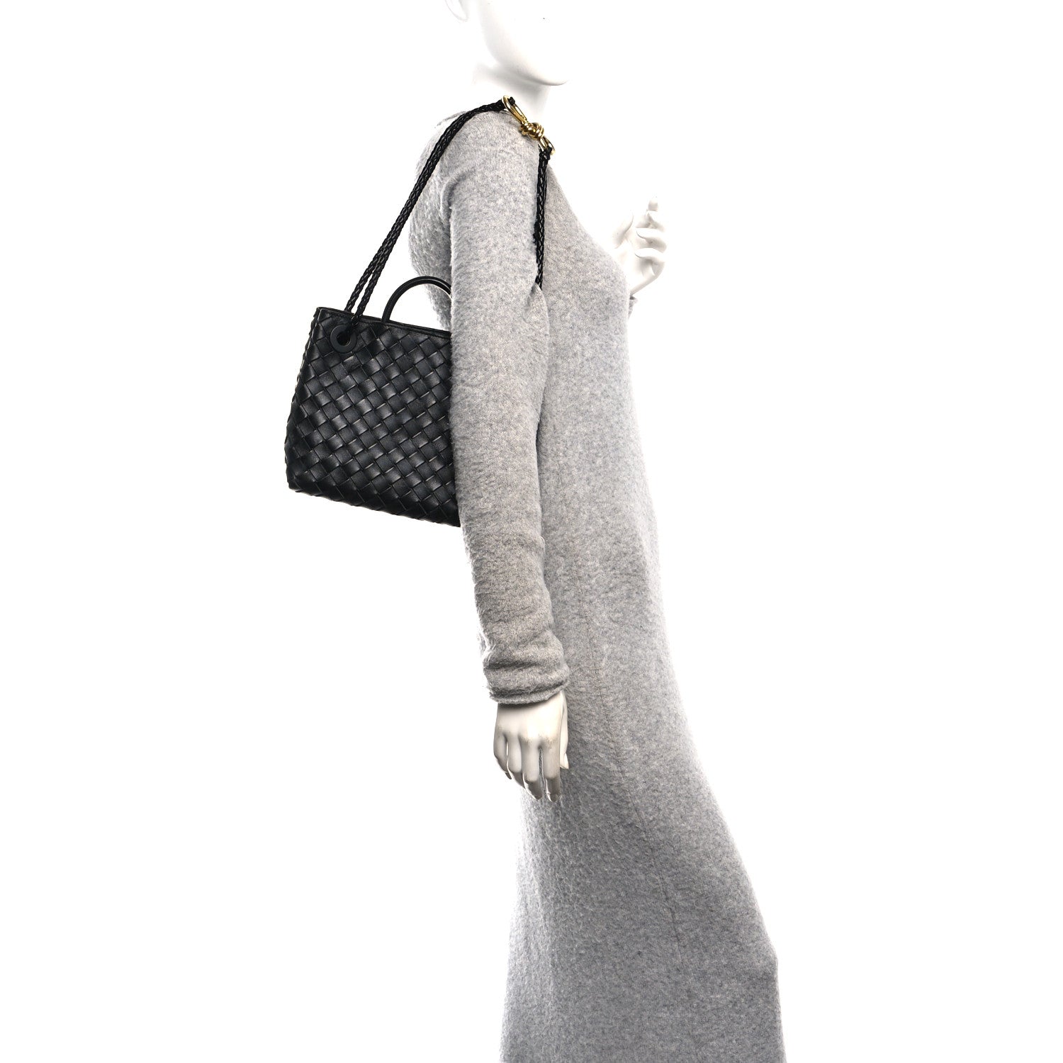 Bottega Veneta Nappa Intrecciato Small Andiamo Shoulder Bag Black 2 of 9