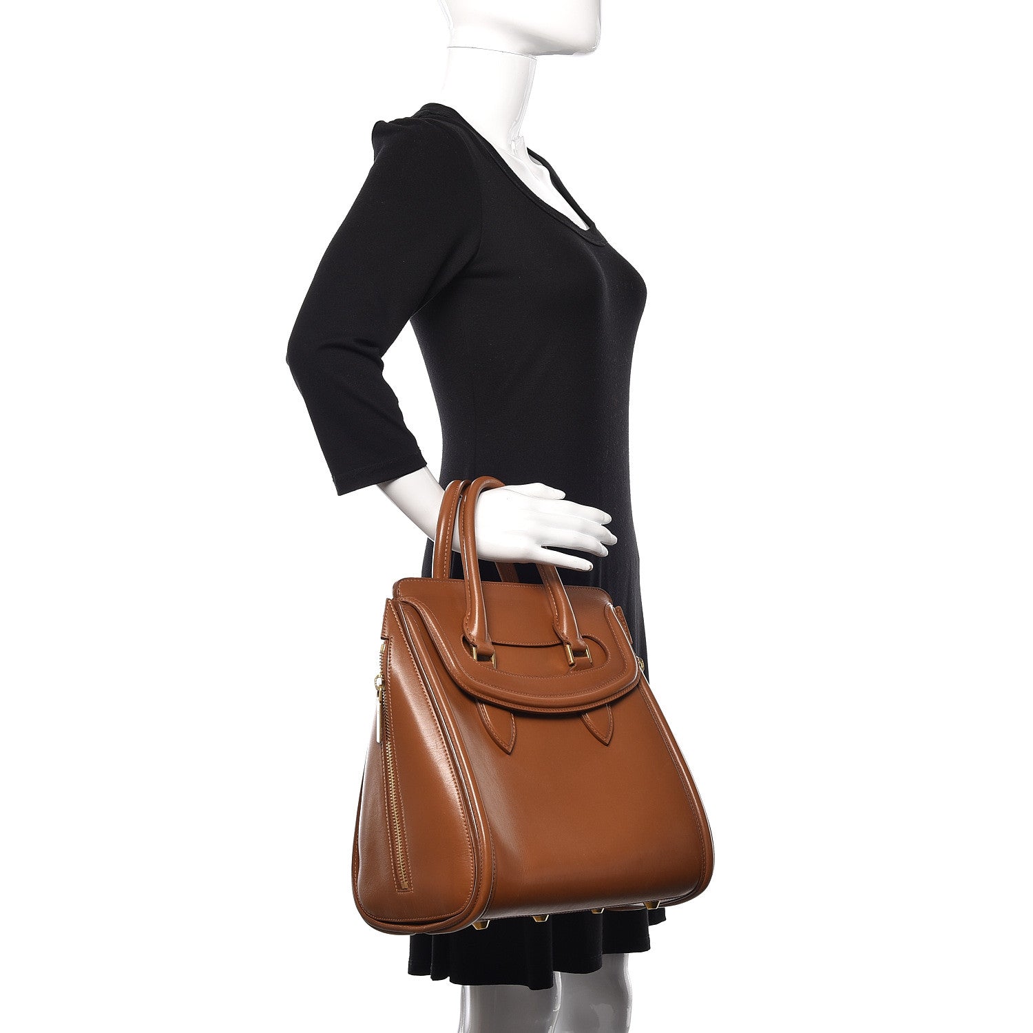 Alexander McQueen Calfskin Large Heroine Camel 2 of 14