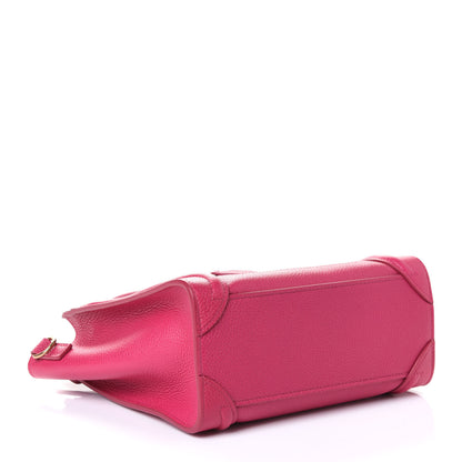 Celine Drummed Calfskin Nano Luggage Fuchsia 3 of 4