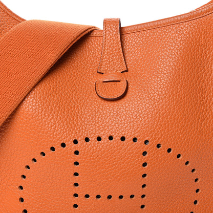 Hermes Taurillon Clemence Evelyne III PM Orange 10 of 13