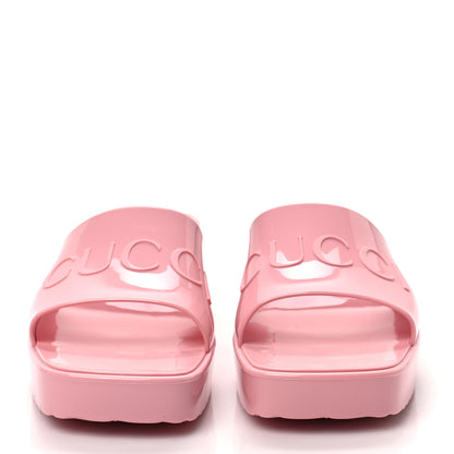 Gucci Rubber Gucci Logo Womens Platform 20/60mm Slide Sandals 36 Wild Rose 2 of 8