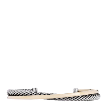 David Yurman Sterling Silver 18K Yellow Gold 5mm Crossover Cuff Bracelet 1 of 5
