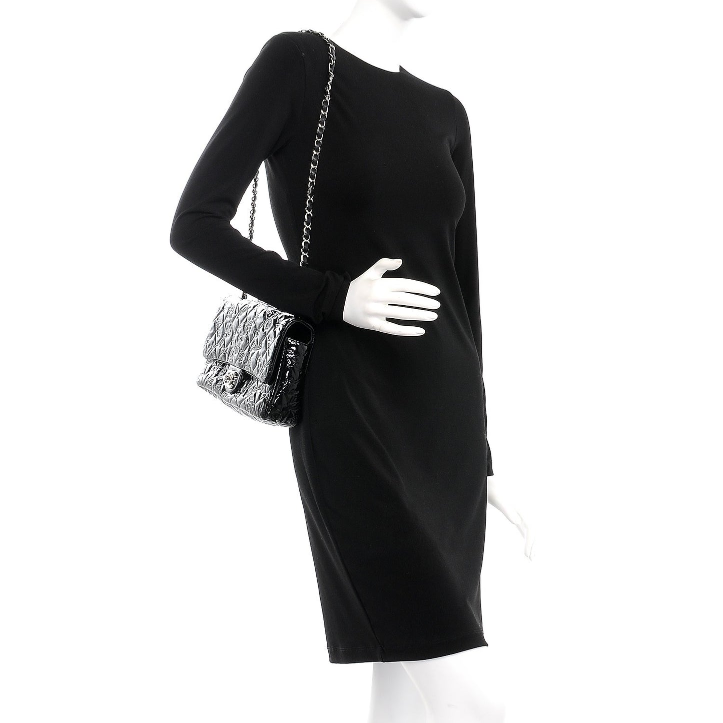 Patent Medium Lucky Symbols Flap Black