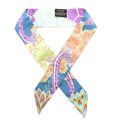 Hermes Silk The Three Graces Twilly Canard Mauve Jaune Fluo 1 of 4