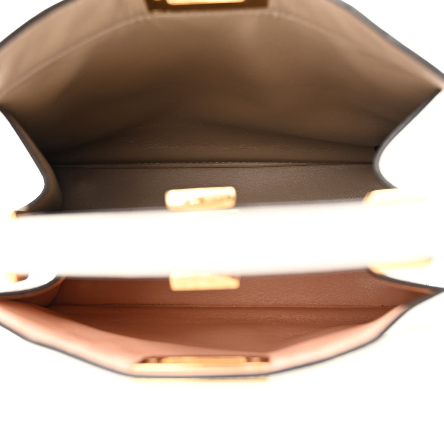 Vitello Seta Nappa Bi-Color Small Peekaboo I SEE U Satchel White Ice Light Rose Tortora