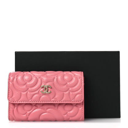 Chanel Caviar Camellia Embossed Card Holder Wallet Pink 10 of 10