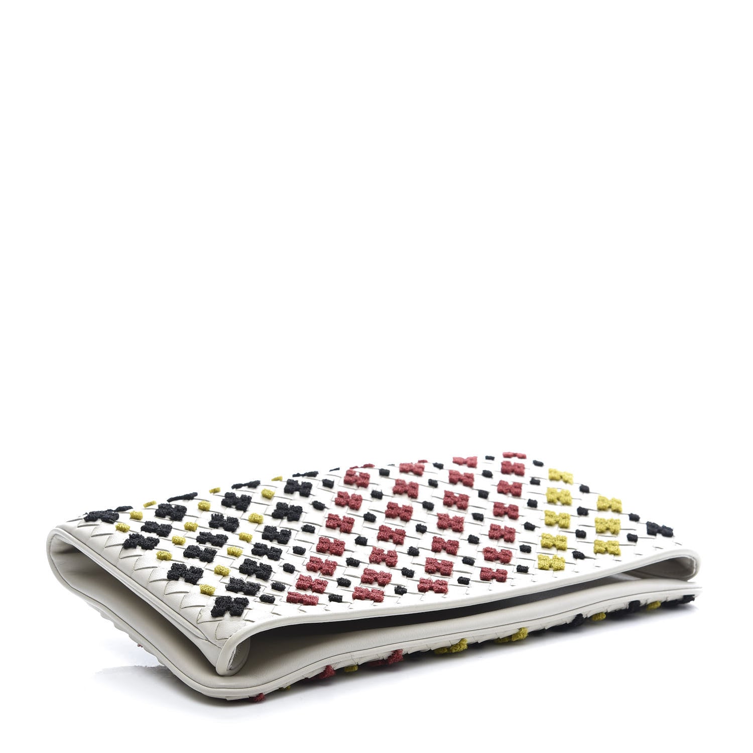 Bottega Veneta Nappa Intrecciato Embroidered Flap Clutch White Multicolor 4 of 10
