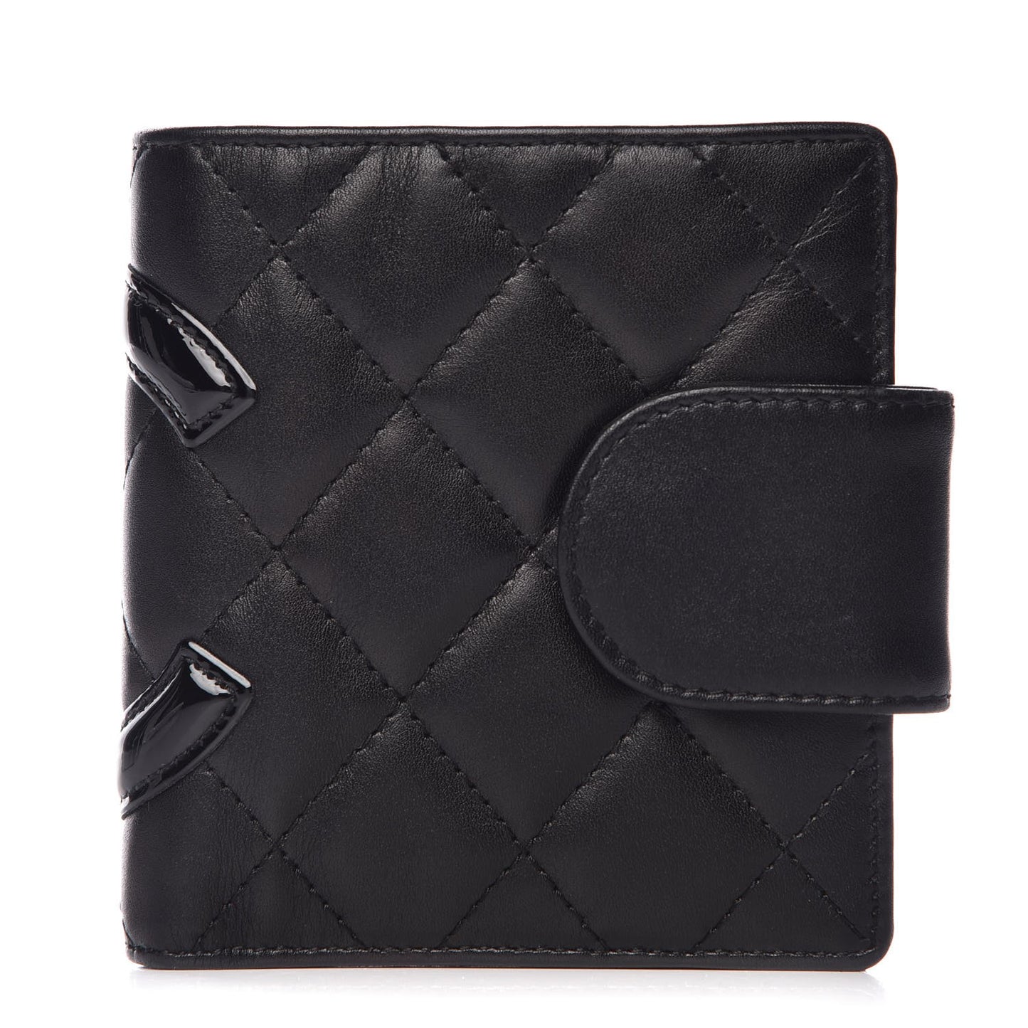 Calfskin Quilted Cambon Bi-Fold Wallet Black