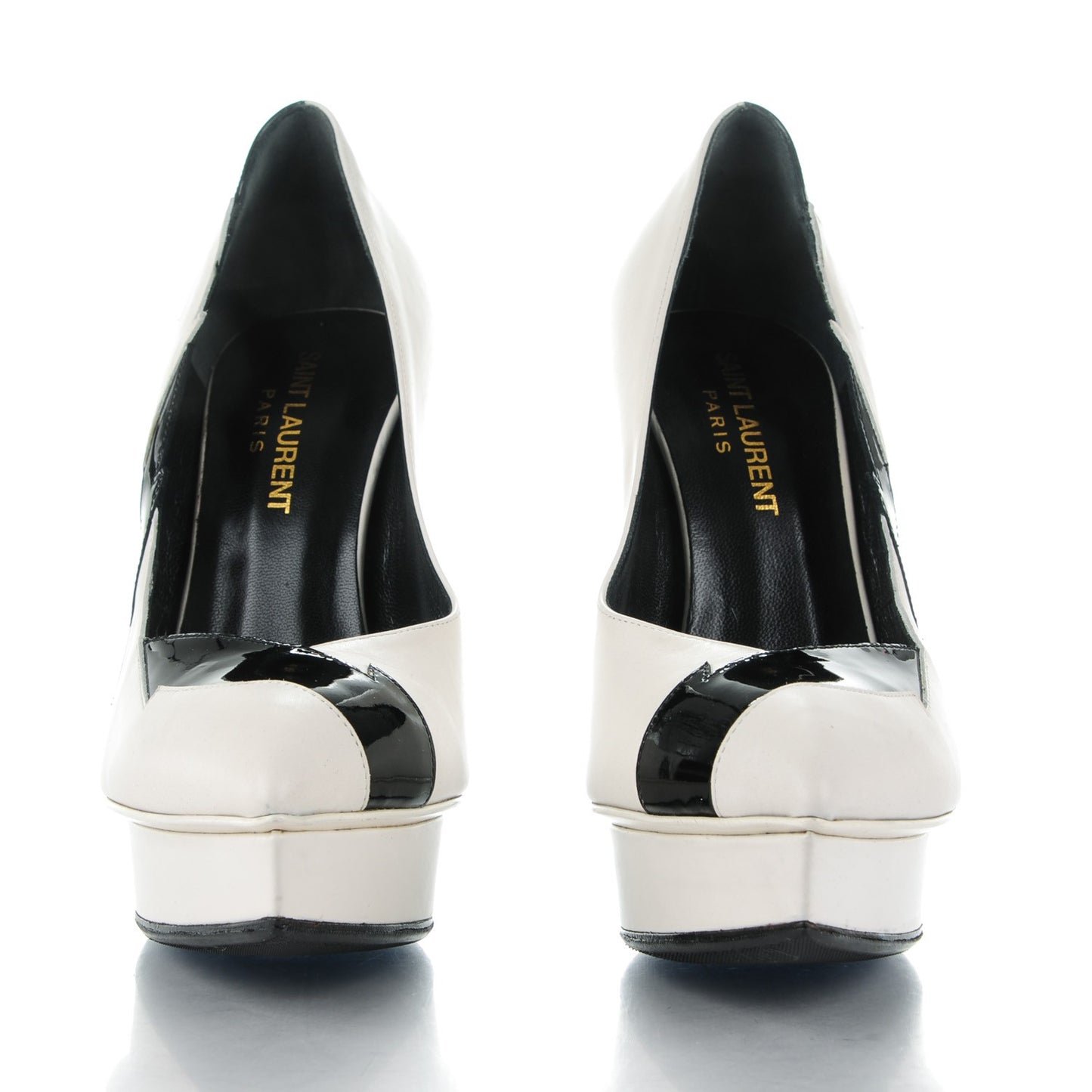Calfskin Patent Janis Flash 105 Platform Pumps 35.5 Porcellana Nero