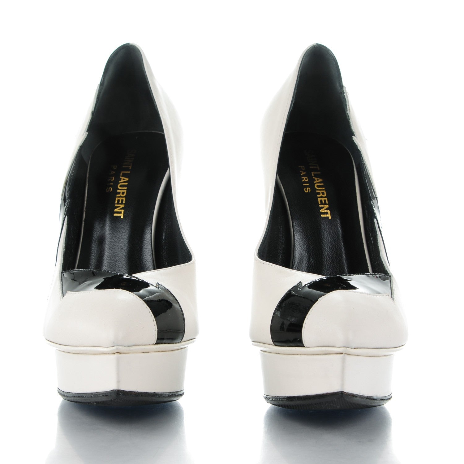 Saint Laurent Calfskin Patent Janis Flash 105 Platform Pumps 35.5 Porcellana Nero 2 of 7
