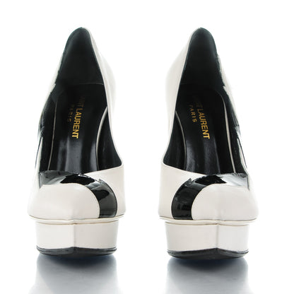 Saint Laurent Calfskin Patent Janis Flash 105 Platform Pumps 35.5 Porcellana Nero 2 of 7