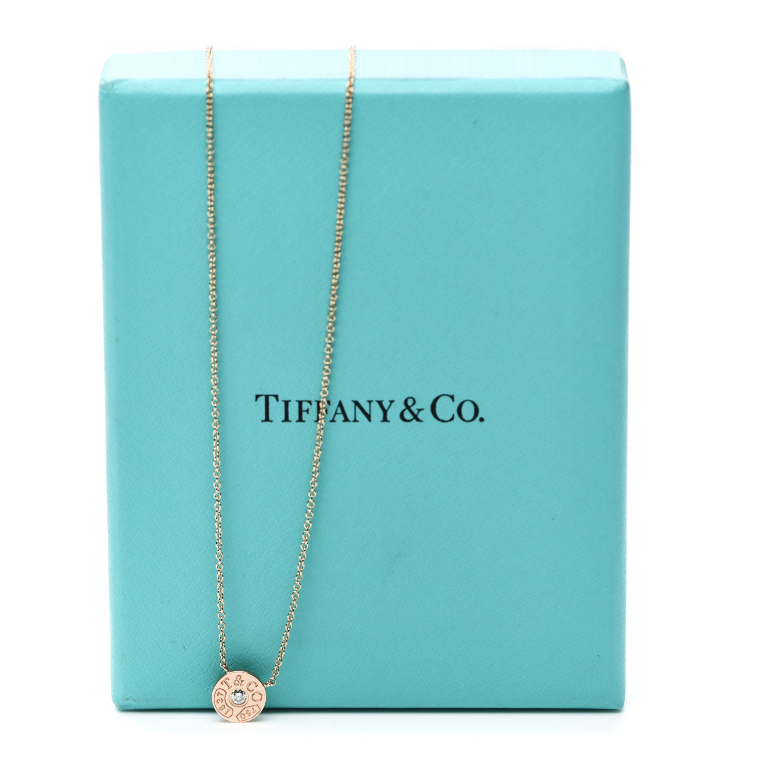 Tiffany 18K Rose Gold Diamond 1837 Circle Pendant Necklace 6 of 6