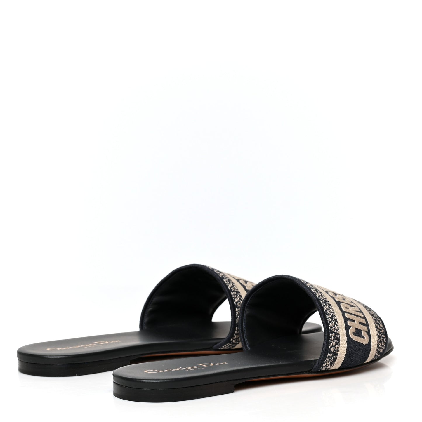 Canvas Embroidered Dway Mules Slide Sandals 38 Deep Blue