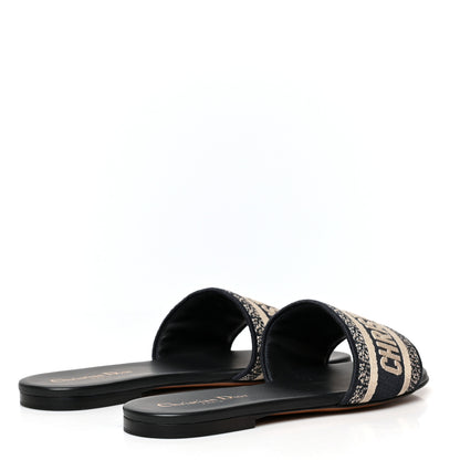 Christian Dior Canvas Embroidered Dway Mules Slide Sandals 38 Deep Blue 4 of 8
