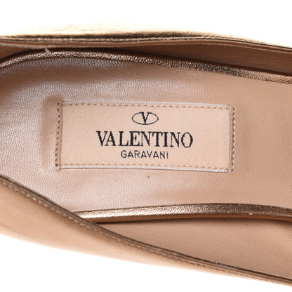 Valentino Garavani Metallic Nappa Couture Bow Peep Toe 25/120mm Platform Pumps 38 Light Bronze 6 of 9