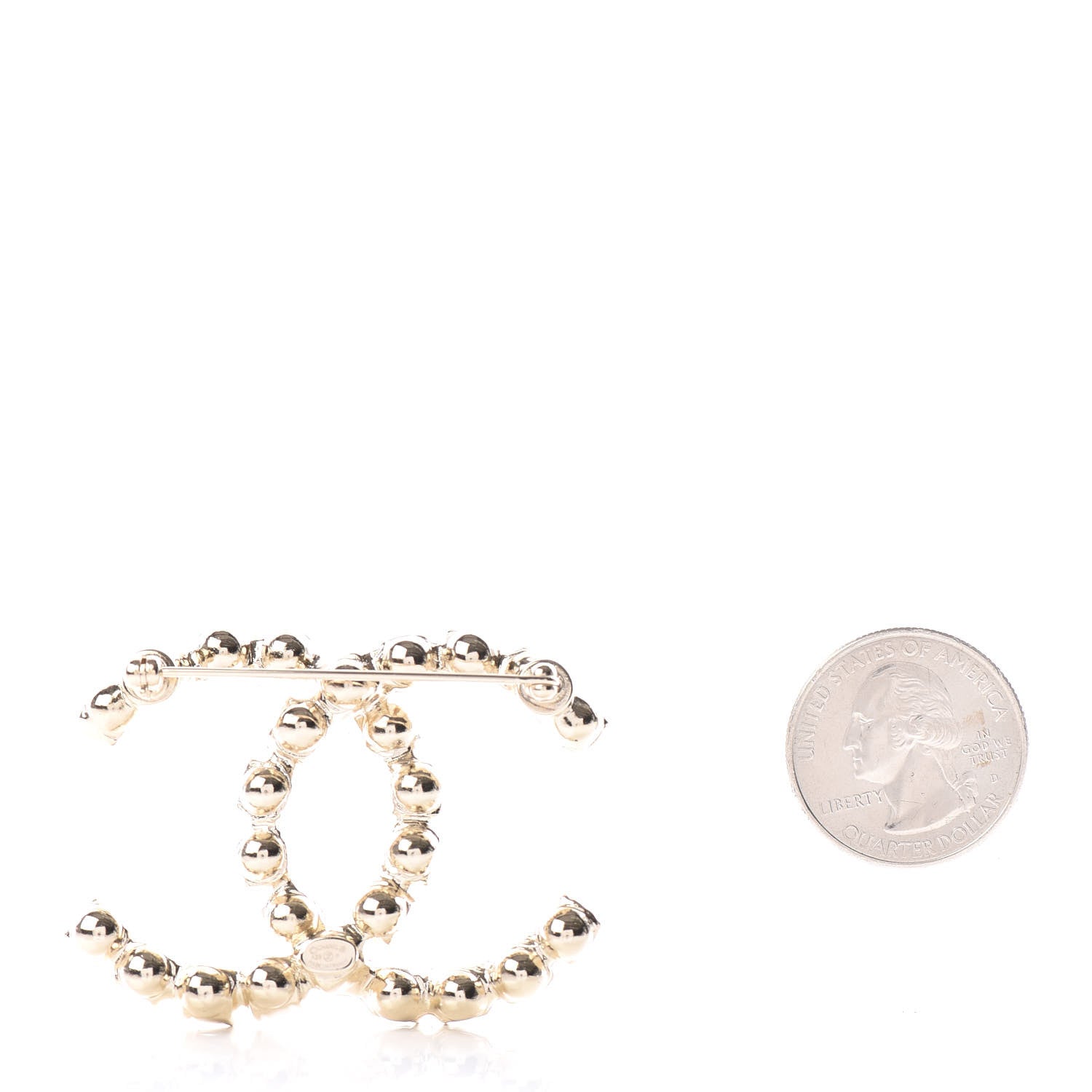 Chanel Crystal Coco's Pearls CC Brooch Light Gold 2 of 4