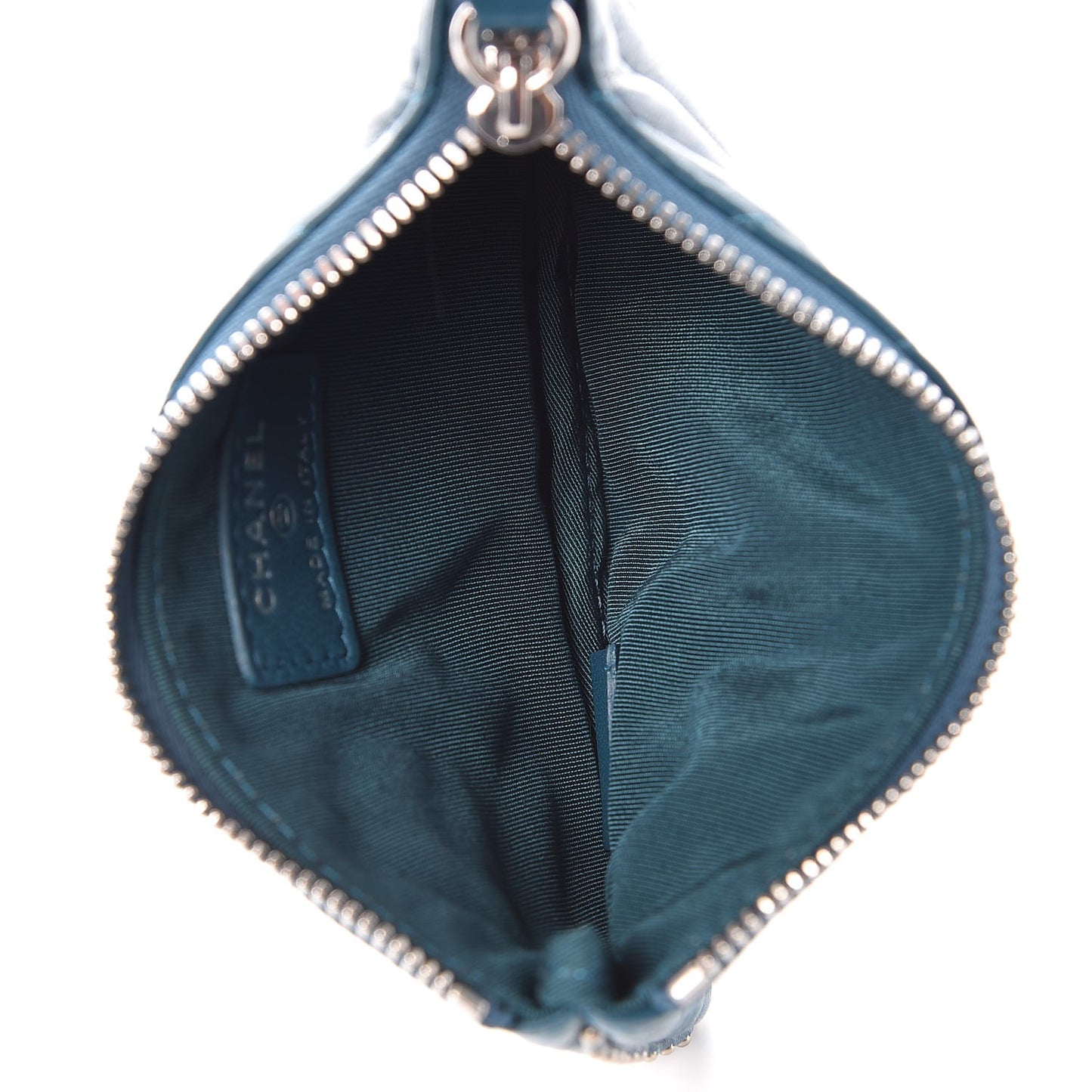 Lambskin Chevron Quilted Studded Small Cosmetic Case Blue